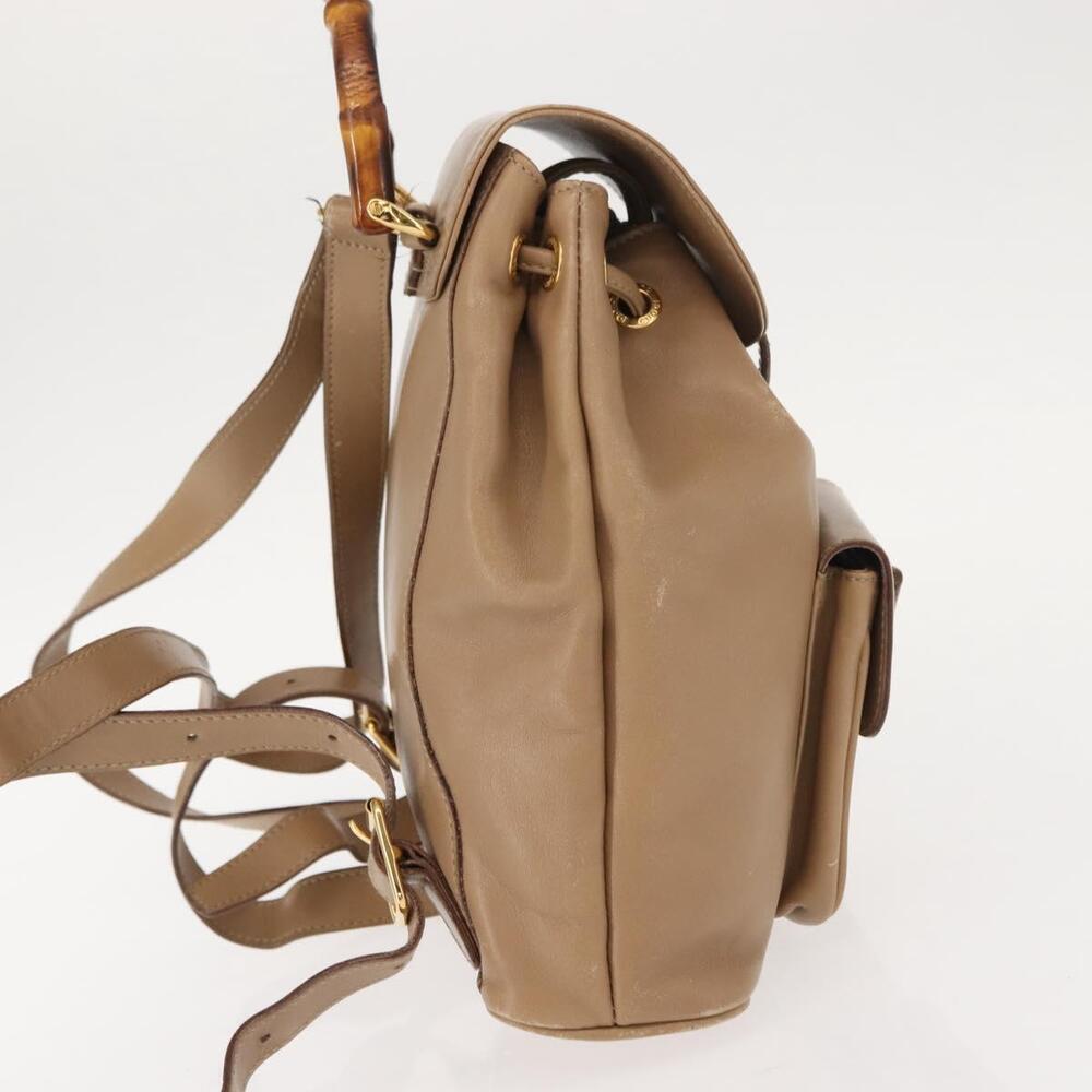 GUCCI Bamboo Backpack Leather Beige Gold 003 3444 0030 Auth ep11512 - Picture 4 of 16